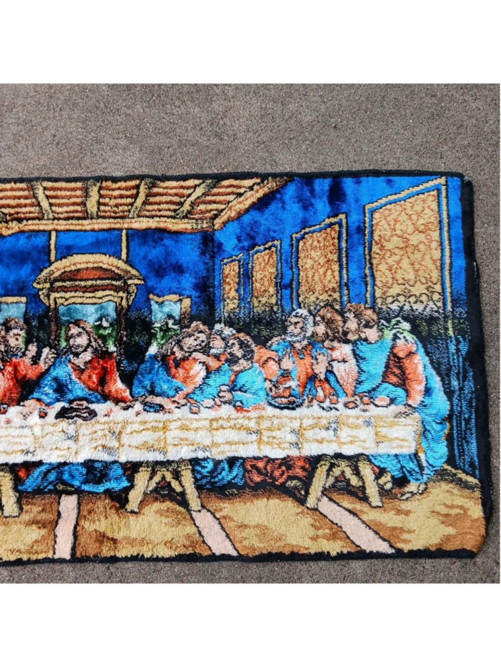 Vintage Wall Hanging Tapestry Rug Jesus The Last Supper Carpet Feel Soft 37